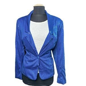 ─୨ৎ─ NWT Women’s Large Blue Sequin Glitter Blazer Coat Top (2B-1B-H)